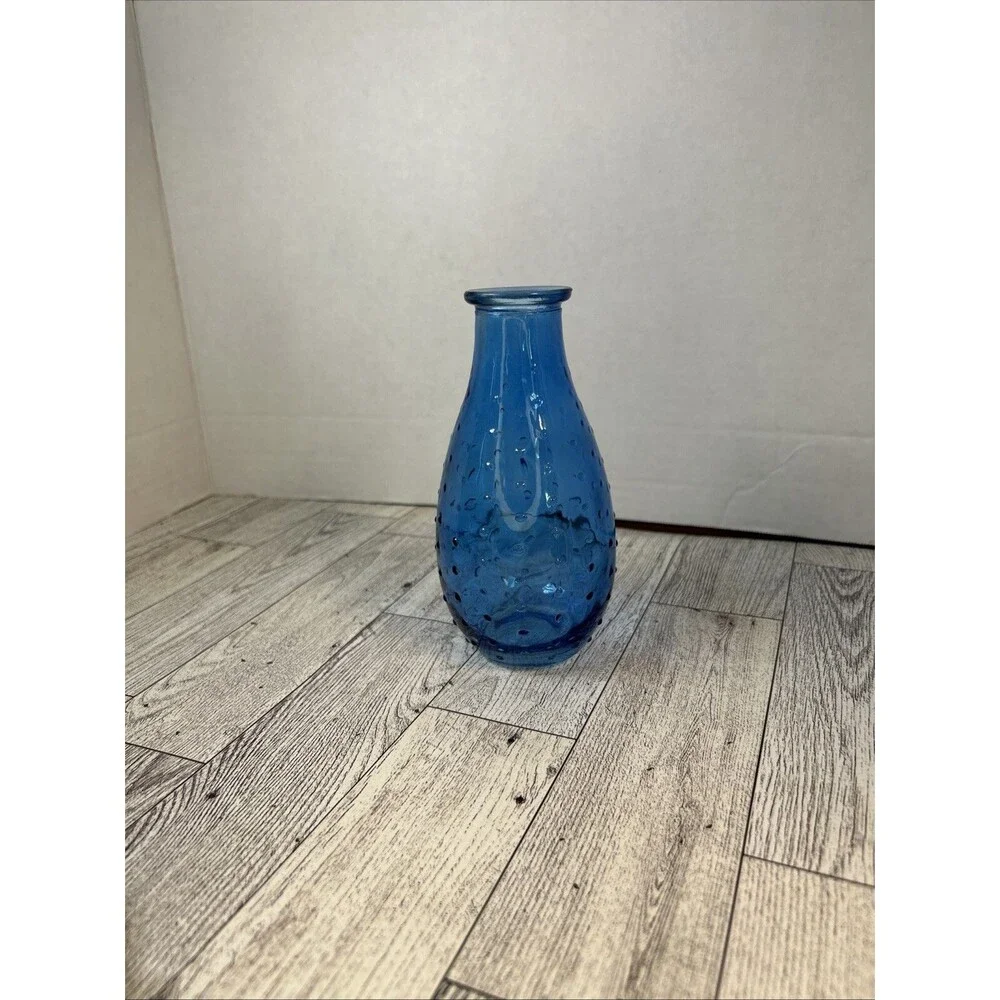 Blue Hobnail Vase Glass Decoration Small